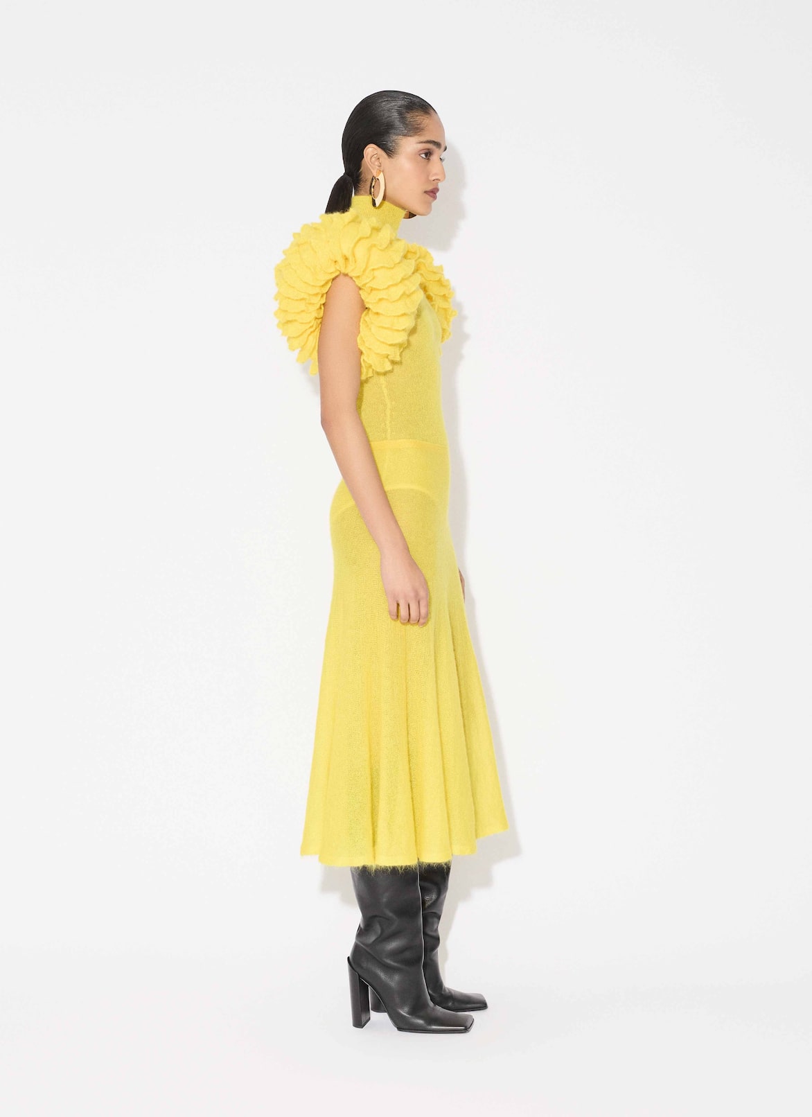 MOHAIR KNIT CIRCLE SKIRT ALAÏA YELLOW MOHAIR KNIT CIRCLE SKIRT